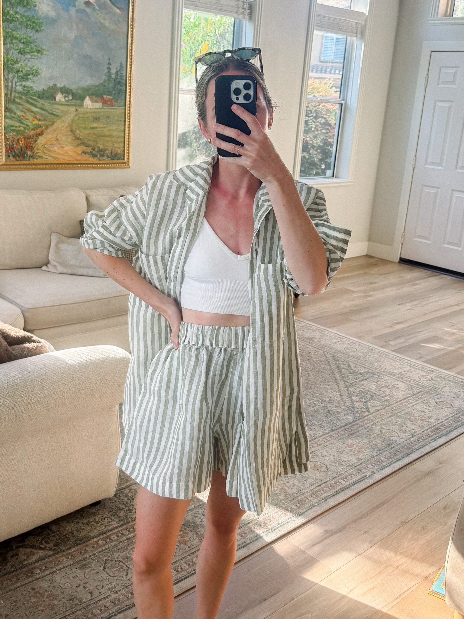 striped linen set 