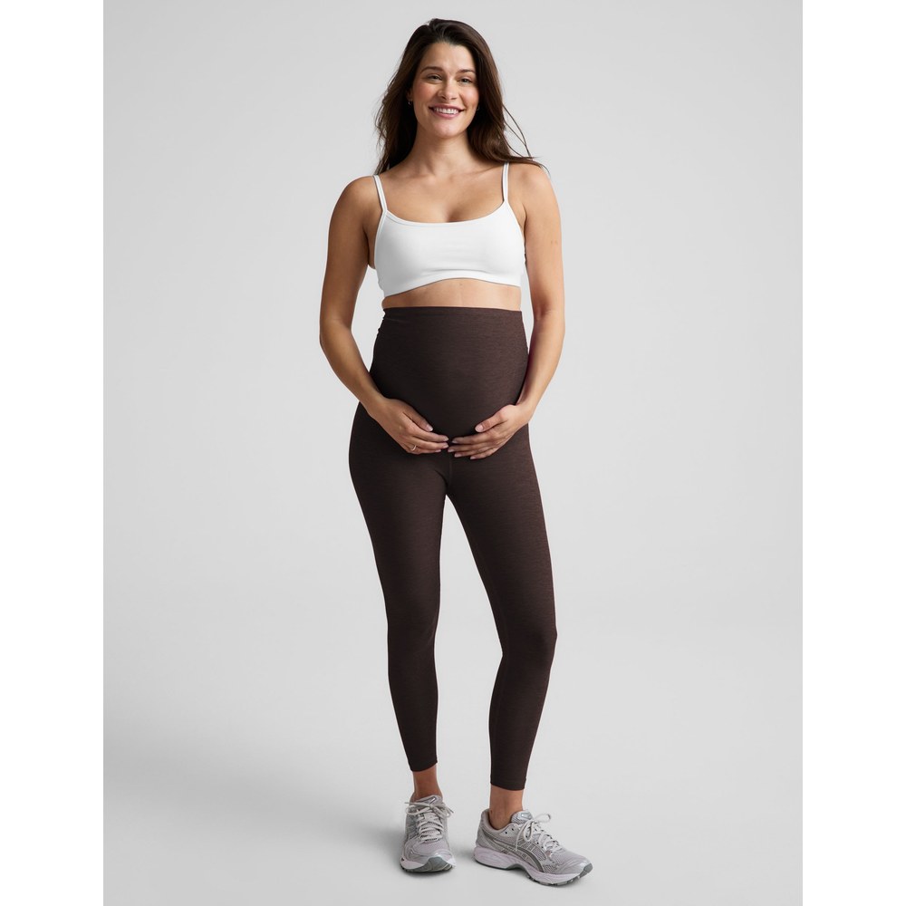 Beyond Yoga Spacedye Love the Bump Midi maternity leggings in dark chocolate