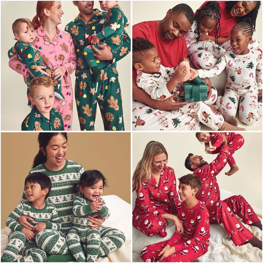 Carter's holiday family pajamas in gingerbread, Christmas icon, Fair Isle and Santa prints