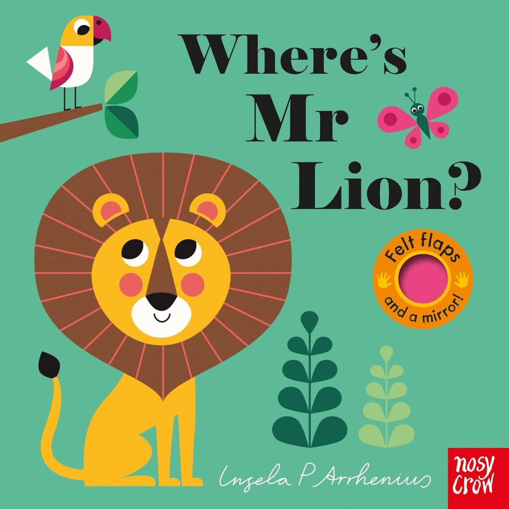 Where's Mr Lion felt flap board book for 1 year olds