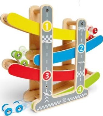 Wooden car ramp racer toy for 1 year olds