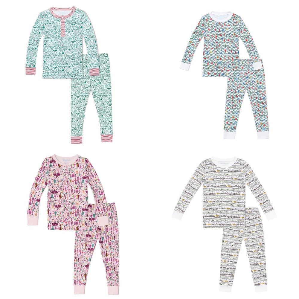 Joy Street Christmas pajamas in North Pole, Oh Christmas Tree, Nutcracker and Christmas Trains prints