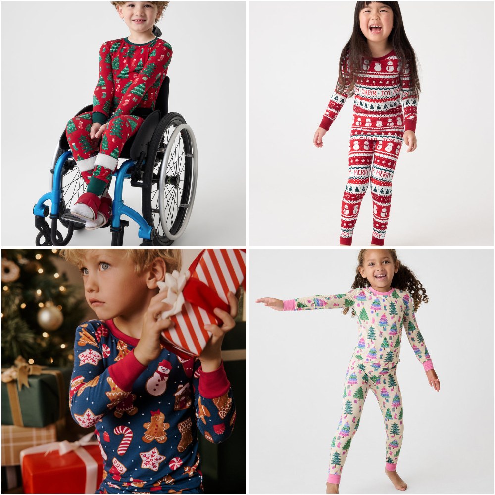 Little Sleepies bamboo Christmas pajamas in Joyful Traditions red, Festive Fair Isle, Gingerbread Flurry and Joyful Traditions pink
