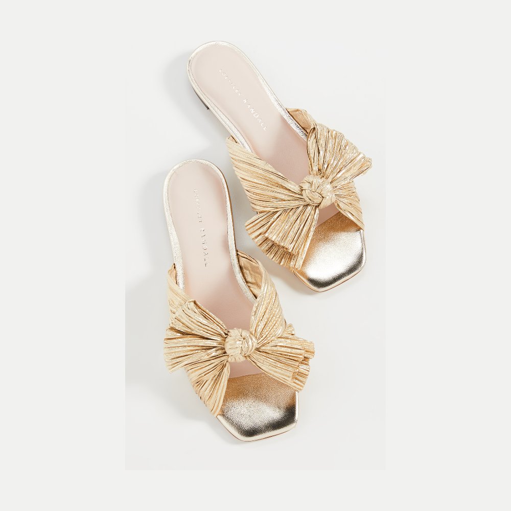 Loeffler Randall Daphne pleated bow slide sandal