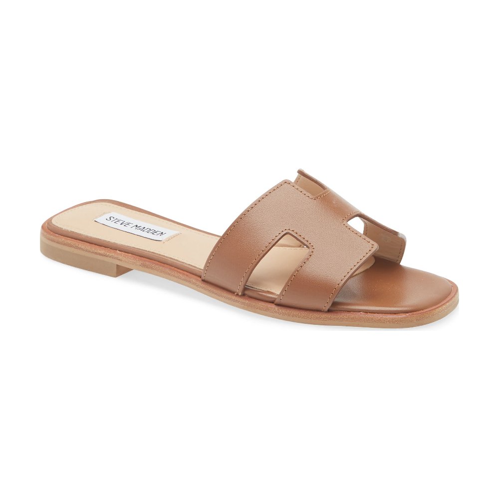 Steve Madden Hadyn slide sandal in cognac leather