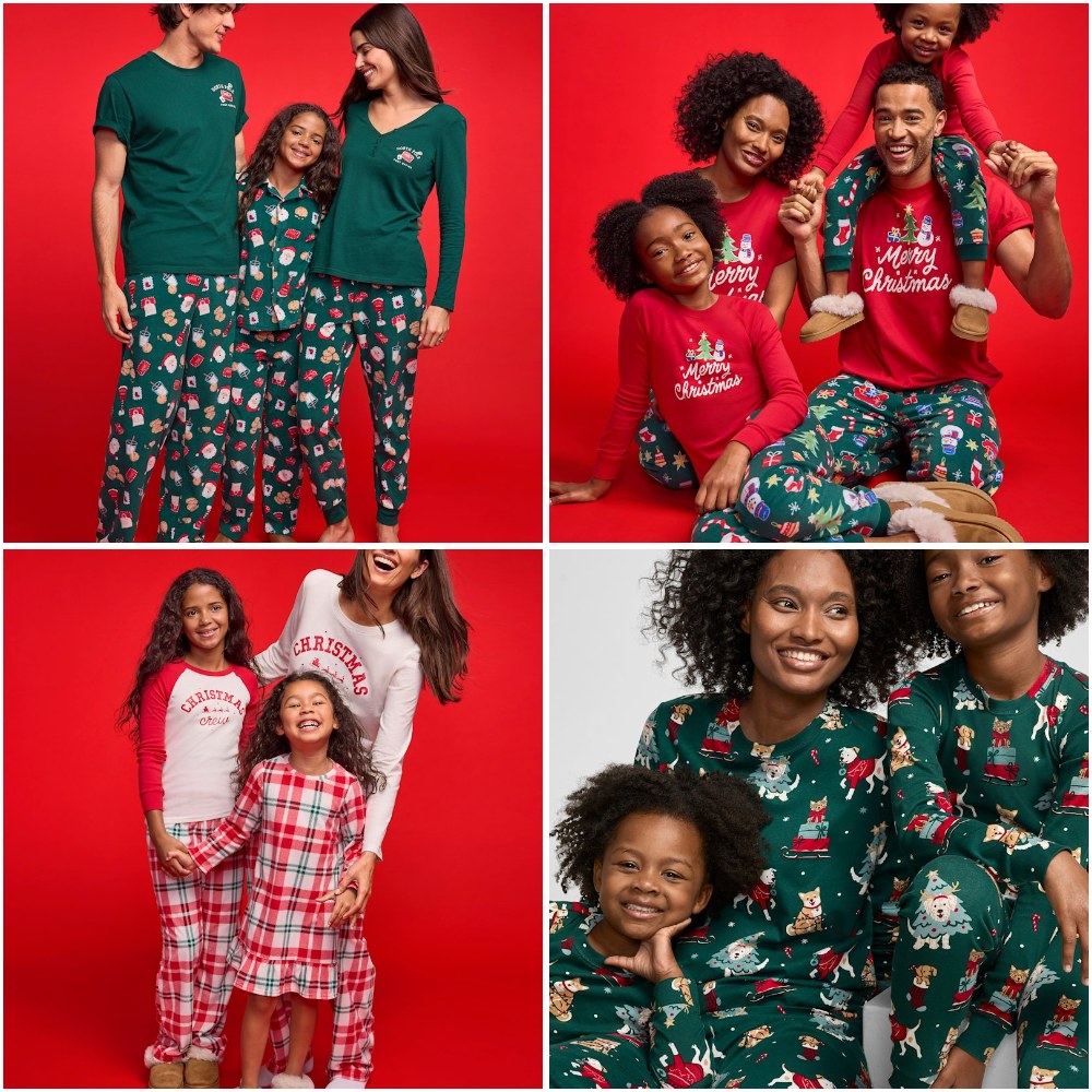The Children's Place matching family Christmas pajamas in Santa Letter, Merry Christmas, Christmas Crew and Christmas Dogs prints