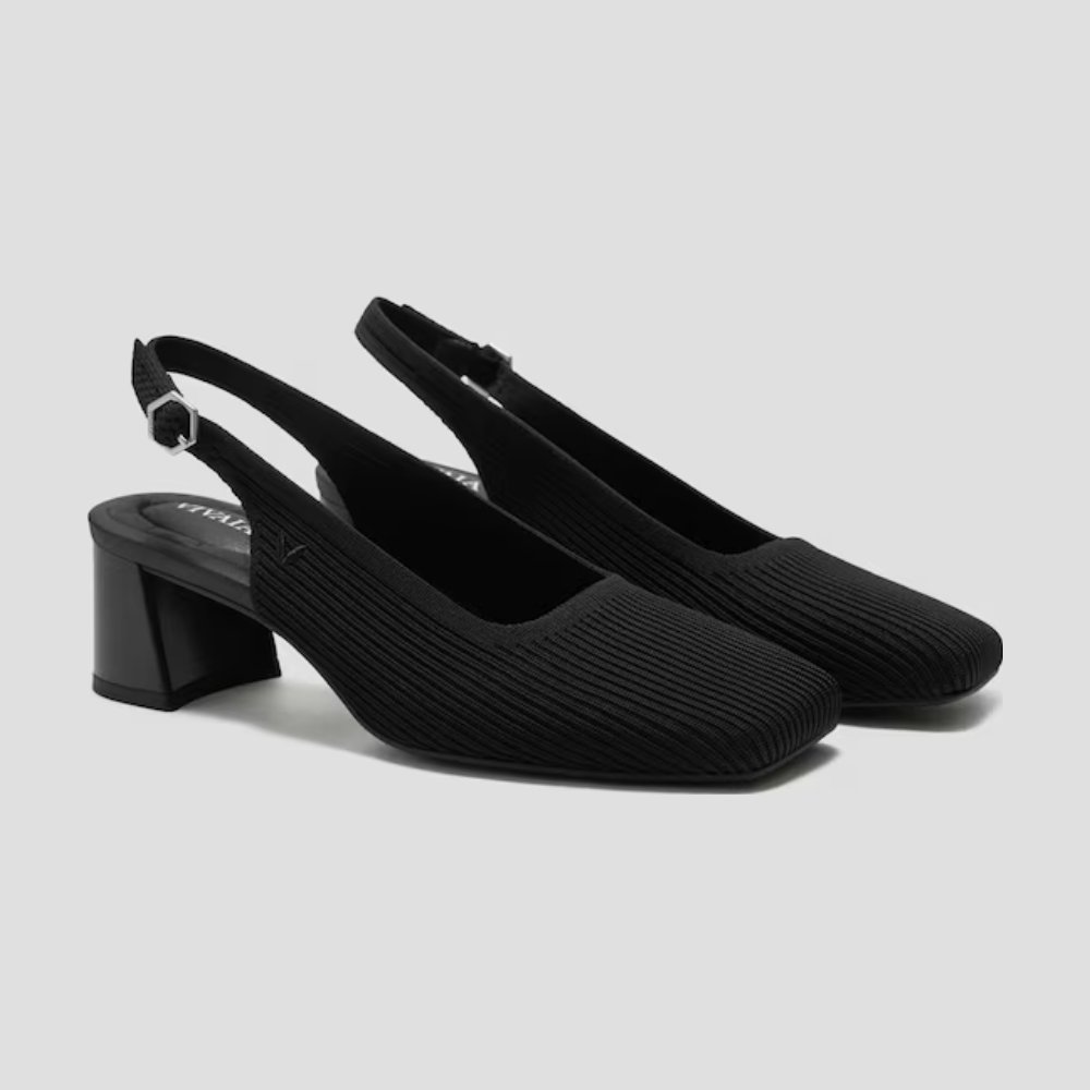 Vivaia Margot slingback heel in black, a low comfortable heel for pregnancy